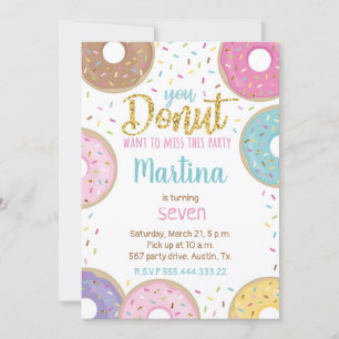 Convite de aniversário de rosquinha