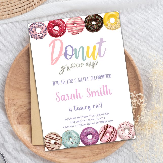 Convite de aniversário de Rosquinha amarela (Yellow Donut Invitations)