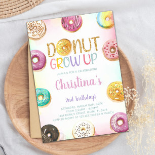 Convite de aniversário de rosquinha, convite de R