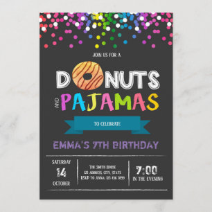 Convite de aniversário de Rosquinhas e pijamas