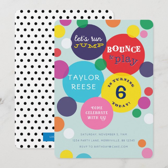 Convite de Aniversário de Salto de Salto (Frente/Verso)