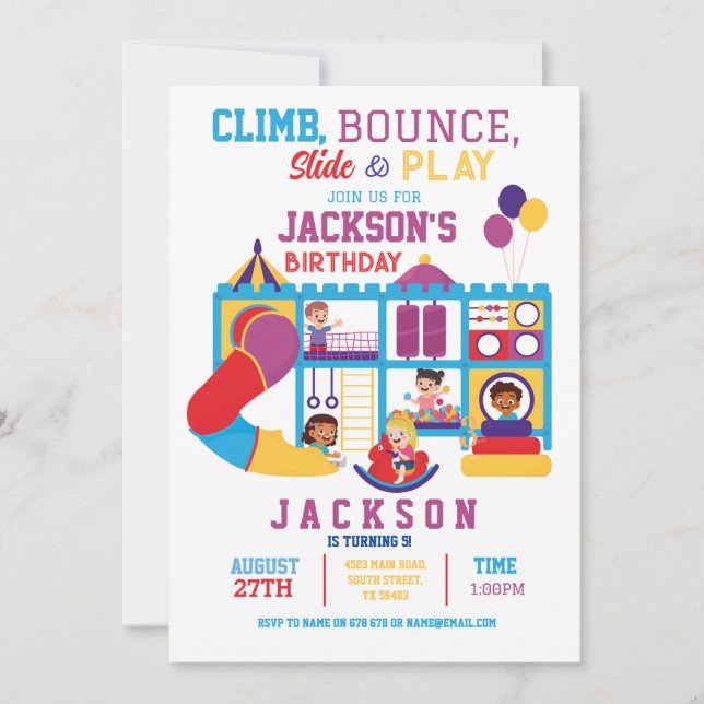 Convite de aniversário de salto suave (Frente)