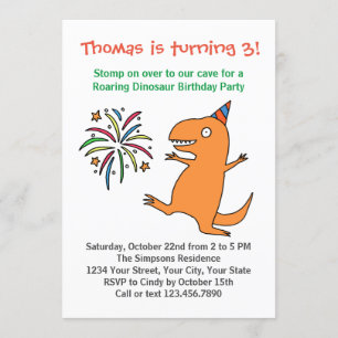 Convite de aniversário de segundo 3º  do Dinossa