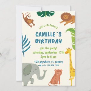 Convite de aniversário de Selva Divertida