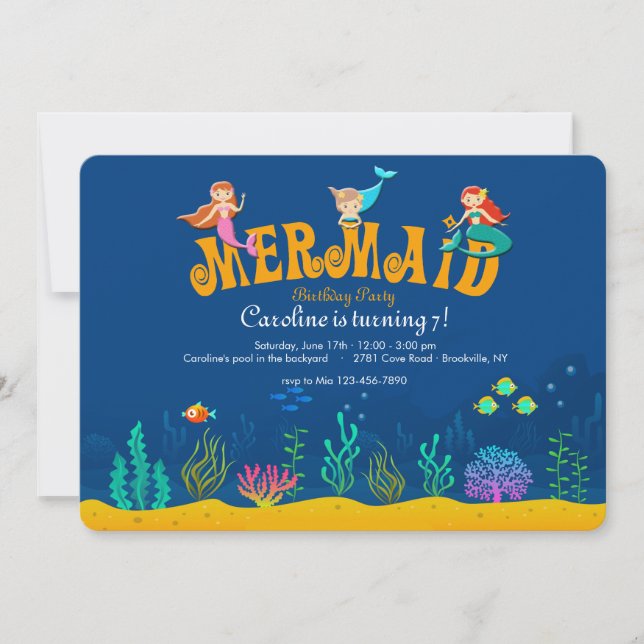 Convite de Aniversário de Sereia (Frente)