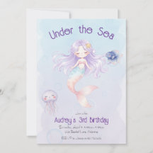 Convite de Aniversário de Sereia