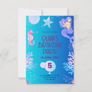 Convite de aniversário de sereia