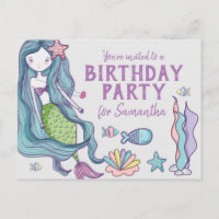 Convite de Aniversário de Sereia
