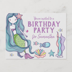 Convite de Aniversário de Sereia