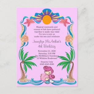 CONVITE DE ANIVERSÁRIO de Sereia da Princesa PInk