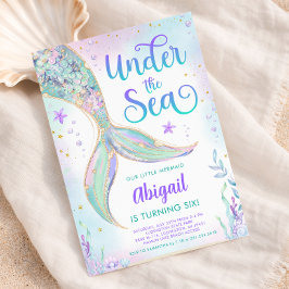 Convite de Aniversário de Sereia Debaixo do Mar