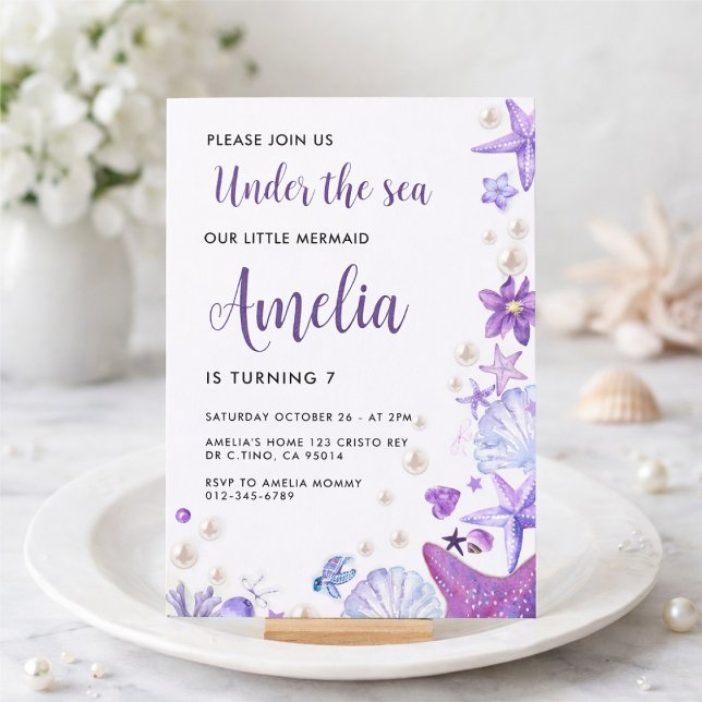 Convite de Aniversário de Sereia Debaixo do Mar pa (Criador carregado)