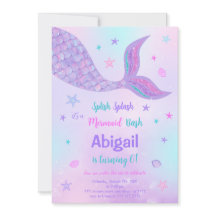 Convite de Aniversário de Sereia Editável