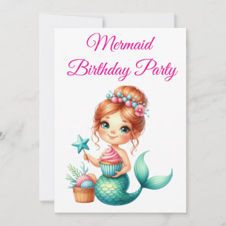 Convite de Aniversário de Sereia Editável 🧜♀️✨
