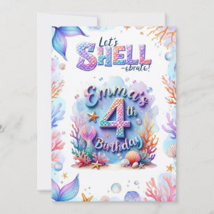 Convite de Aniversário de Sereia Personalizado Nom