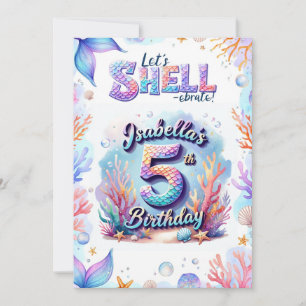 Convite de Aniversário de Sereia Personalizado Nom