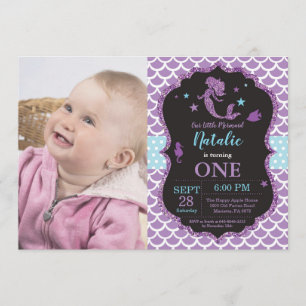 Convite De Aniversário De Sereia Sob Partido Do Ma