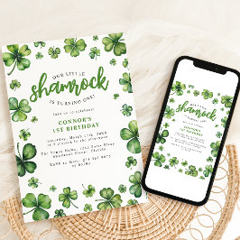 Convite de aniversário de Shamrock com Watercolor