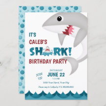 Convite de aniversário de Shark Divertido