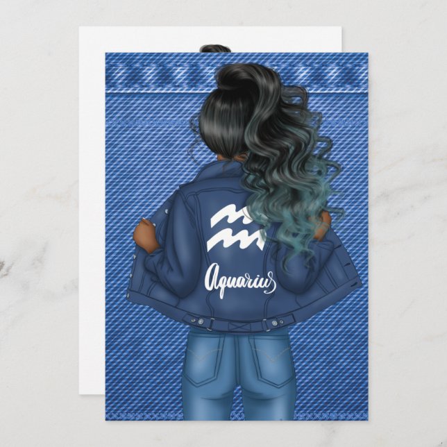 Convite de aniversário de Sinal de Aquarius Zodiac (Frente/Verso)