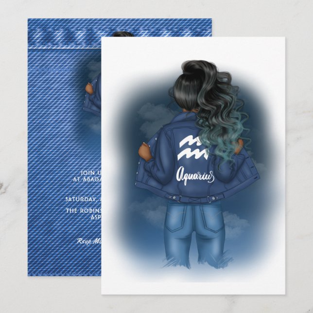 Convite de aniversário de Sinal de Aquarius Zodiac (Frente/Verso)
