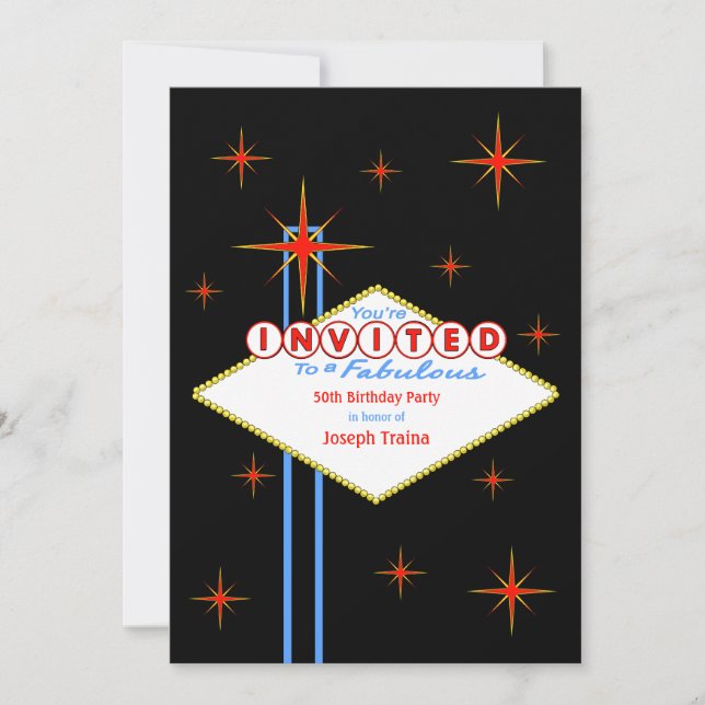 Convite de aniversário de Sinal de Las Vegas (Frente)