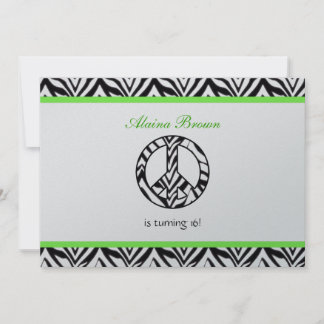 Convite de aniversário de Sinal de Paz de Impressã