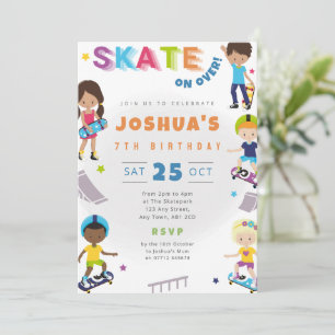 Convite de Aniversário de Skate para Crianças no P