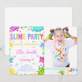Convite de Aniversário de Slime Editável Com Foto