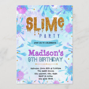 Convite de aniversário de slime fofo