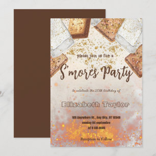 Convite de Aniversário de S'mores – Fogueira Aconc