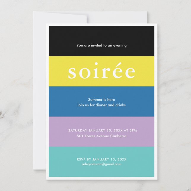 Convite de Aniversário de Soiree (Frente)