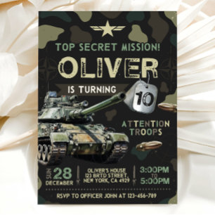 Convite de Aniversário de Soldado Militar do Exérc