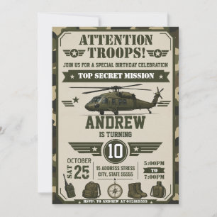 Convite de Aniversário de Soldado Personalizado