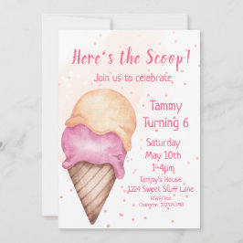 Convite de aniversário de sorvete, aniversário de 