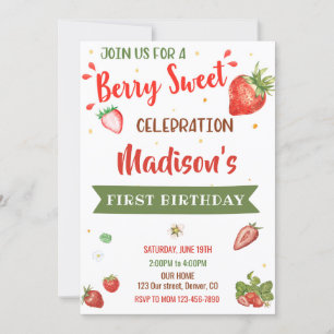 Convite de aniversário de Strawberry Primeira gar