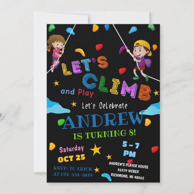 Convite de aniversário de Subida de Rock Pessoal (Frente)