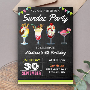 Convite de Aniversário de Sundae de Sorvete