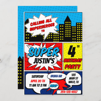 Convite de aniversário de super-herói