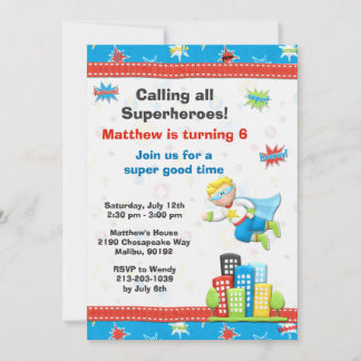 Convite de aniversário de super-herói