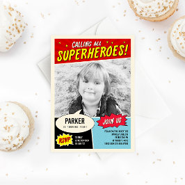 Convite de aniversário de Super Herói da Vintage C