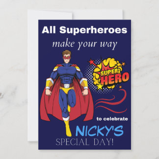 Convite de Aniversário de Super-Herói para Criança