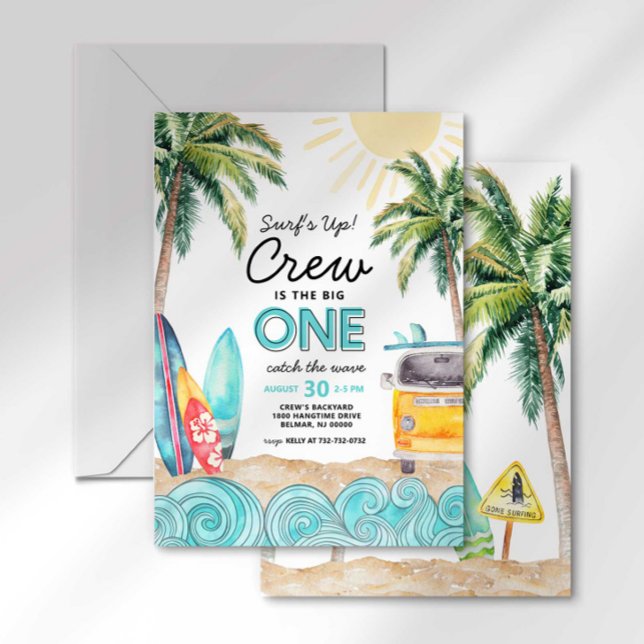 Convite de Aniversário de Surf O Grande (Criador carregado)