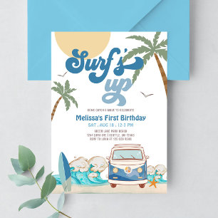 Convite de Aniversário de Surfista Menino Marinha