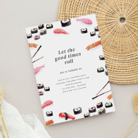 Convite de aniversário de Sushi de Aquarela