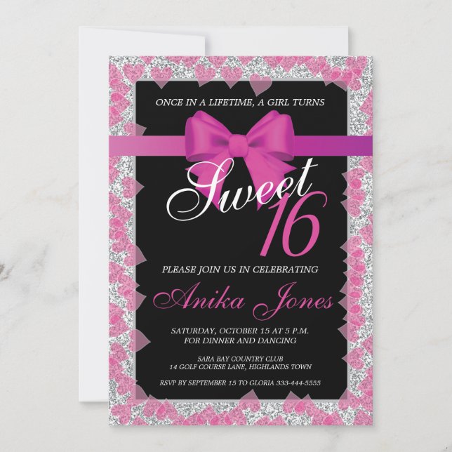 Convite de aniversário de Sweet 16 (Frente)