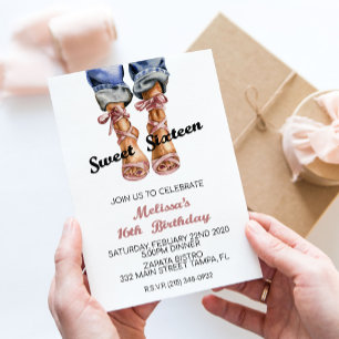 Convite de Aniversário de Sweet Sixteen de Moda