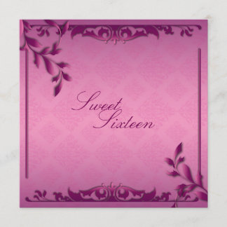 Convite de Aniversário de Sweet Sixteen - Rosa