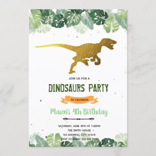 Convite de aniversário de t-rex dinossauro de our