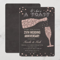Convite de Aniversário de Taça de Vinho em Rose Go